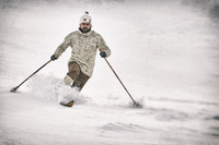 Telemark style skiing in n.p. Abisko